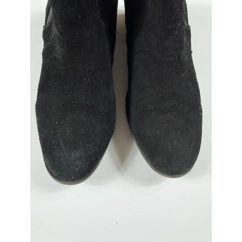 Me Too Zasper Black Suede Chelsea Ankle Boots Block Heel Size 7.5